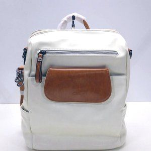 NEW Faux Leather Cluci Cream Backpack/Device Bag